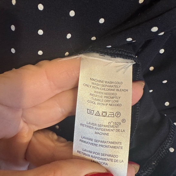 Ralph Lauren Navy /White Polka Dot V-Neck Top PLUS: 2X #N - Picture 6 of 7